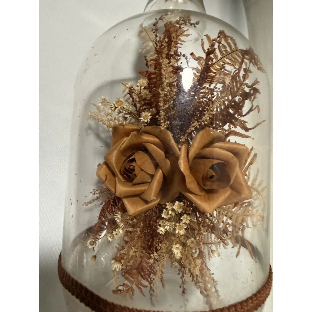 Vintage Bowl O Beauty Plant In A Bottle , Mcm ,‎ Brown Floral Made In Thailand